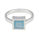 Lucia Aqua Gemstone Solitaire Ring in Silver Aqua Chalcedony Green